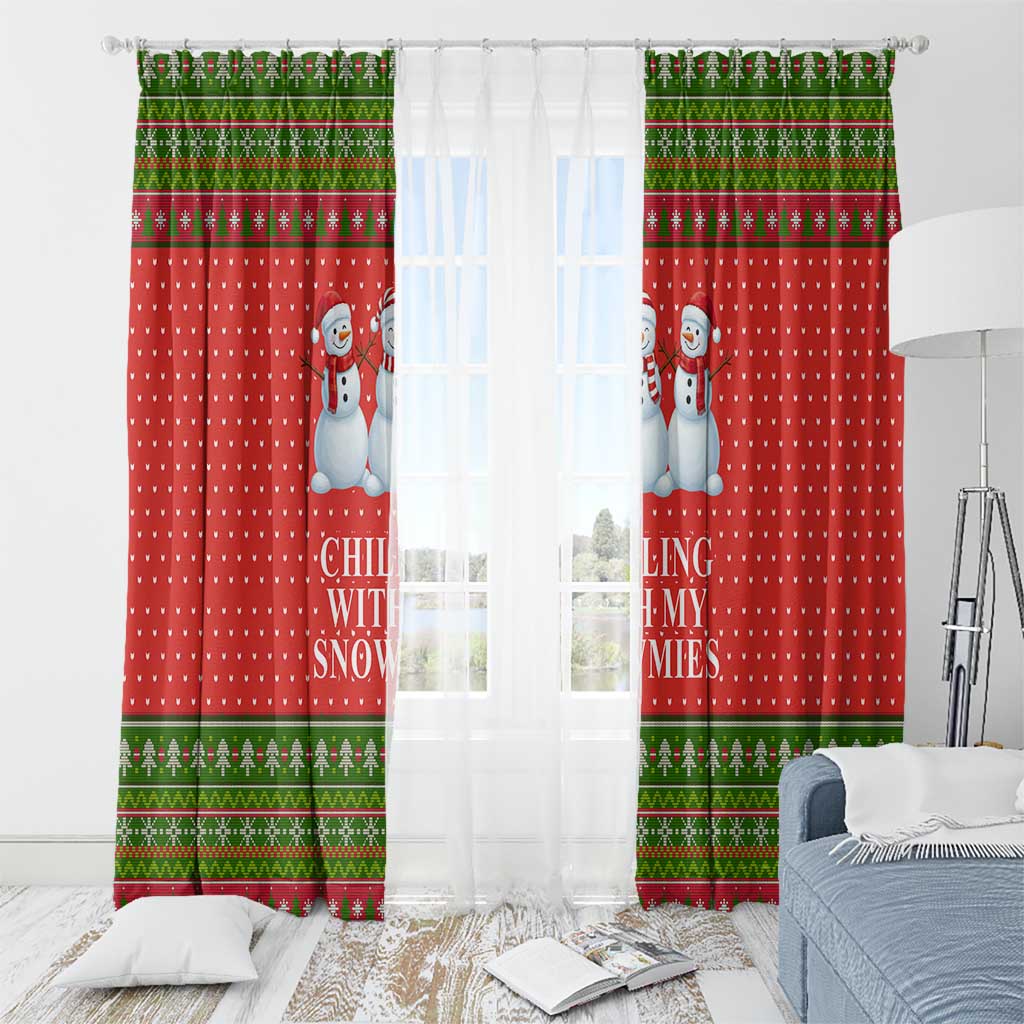 Chilling With My Snowmies Christmas Window Curtain Xmas Holiday Patterns - Wonder Print Shop