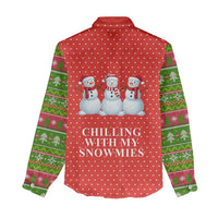 Chilling With My Snowmies Christmas Women Casual Shirt Xmas Holiday Patterns - Wonder Print Shop