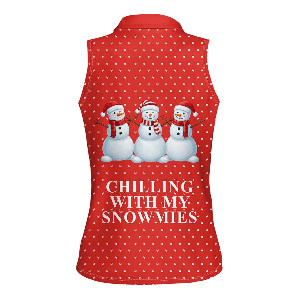 Chilling With My Snowmies Christmas Women Sleeveless Polo Shirt Xmas Holiday Patterns - Wonder Print Shop