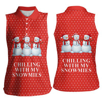Chilling With My Snowmies Christmas Women Sleeveless Polo Shirt Xmas Holiday Patterns - Wonder Print Shop