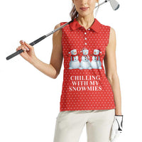 Chilling With My Snowmies Christmas Women Sleeveless Polo Shirt Xmas Holiday Patterns - Wonder Print Shop
