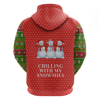 Chilling With My Snowmies Christmas Zip Hoodie Xmas Holiday Patterns - Wonder Print Shop