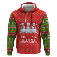 Chilling With My Snowmies Christmas Zip Hoodie Xmas Holiday Patterns - Wonder Print Shop
