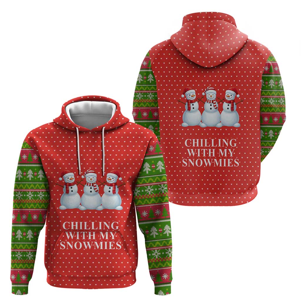 Chilling With My Snowmies Christmas Zip Hoodie Xmas Holiday Patterns - Wonder Print Shop