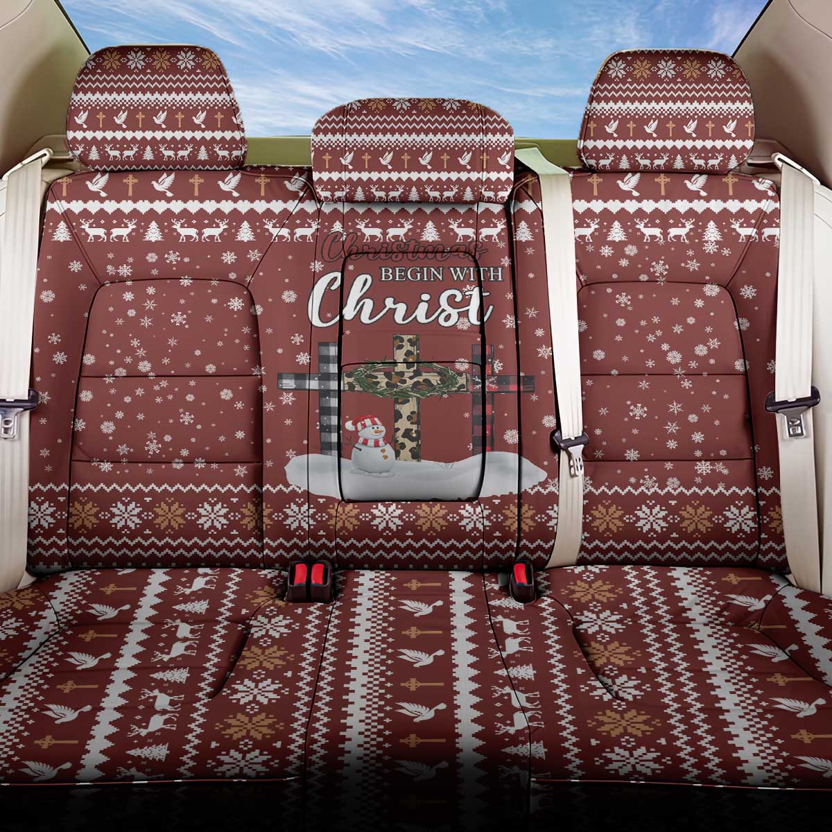 Christian Noel Christmas Back Car Seat Cover Xmas Holiday Patterns - Wonder Print Shop