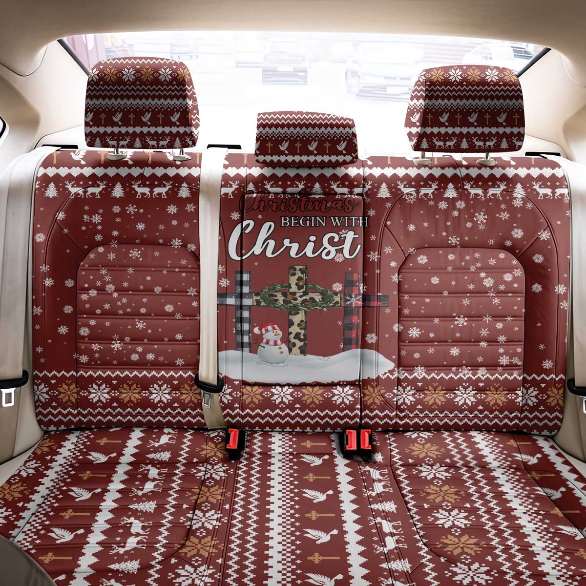 Christian Noel Christmas Back Car Seat Cover Xmas Holiday Patterns - Wonder Print Shop