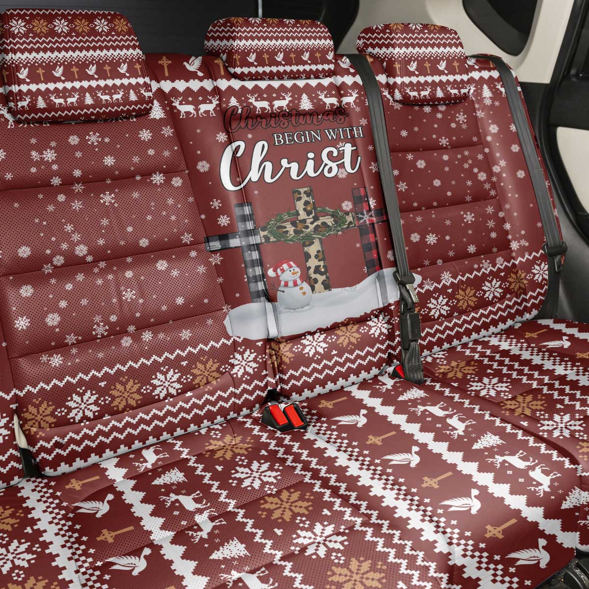 Christian Noel Christmas Back Car Seat Cover Xmas Holiday Patterns - Wonder Print Shop