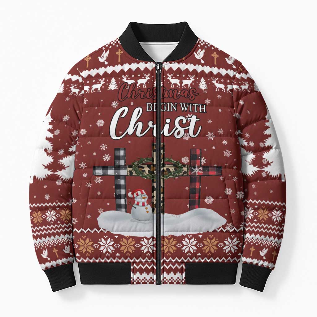 Christian Noel Christmas Bomber Puffer Jacket Xmas Holiday Patterns - Wonder Print Shop