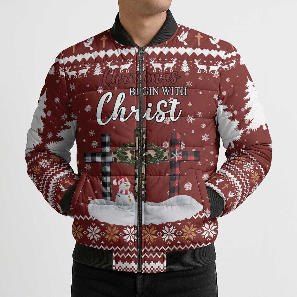 Christian Noel Christmas Bomber Puffer Jacket Xmas Holiday Patterns - Wonder Print Shop
