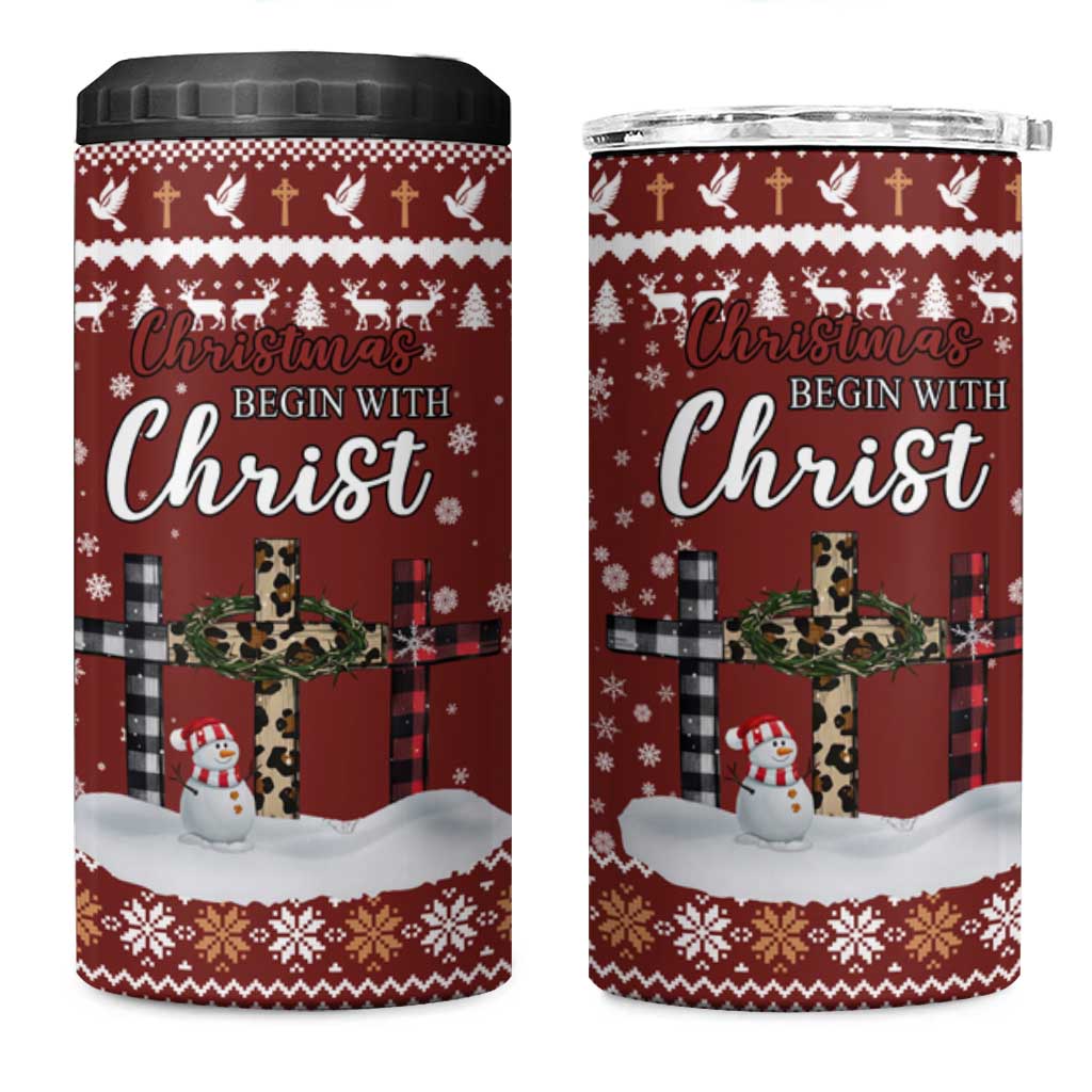 Christian Noel Christmas 4 in 1 Can Cooler Tumbler Xmas Holiday Patterns - Wonder Print Shop
