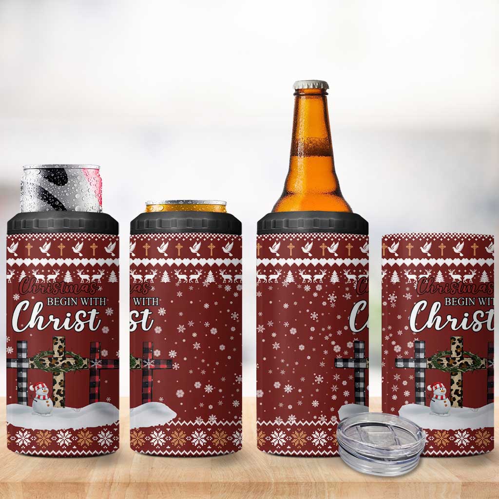 Christian Noel Christmas 4 in 1 Can Cooler Tumbler Xmas Holiday Patterns - Wonder Print Shop