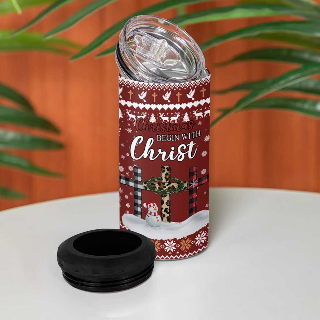 Christian Noel Christmas 4 in 1 Can Cooler Tumbler Xmas Holiday Patterns - Wonder Print Shop
