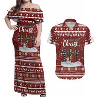 Christian Noel Christmas Couples Matching Off Shoulder Maxi Dress and Hawaiian Shirt Xmas Holiday Patterns - Wonder Print Shop