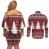 Christian Noel Christmas Couples Matching Off Shoulder Short Dress and Long Sleeve Button Shirt Xmas Holiday Patterns - Wonder Print Shop