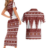 Christian Noel Christmas Couples Matching Short Sleeve Bodycon Dress and Hawaiian Shirt Xmas Holiday Patterns - Wonder Print Shop
