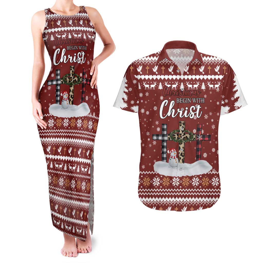Christian Noel Christmas Couples Matching Tank Maxi Dress and Hawaiian Shirt Xmas Holiday Patterns - Wonder Print Shop