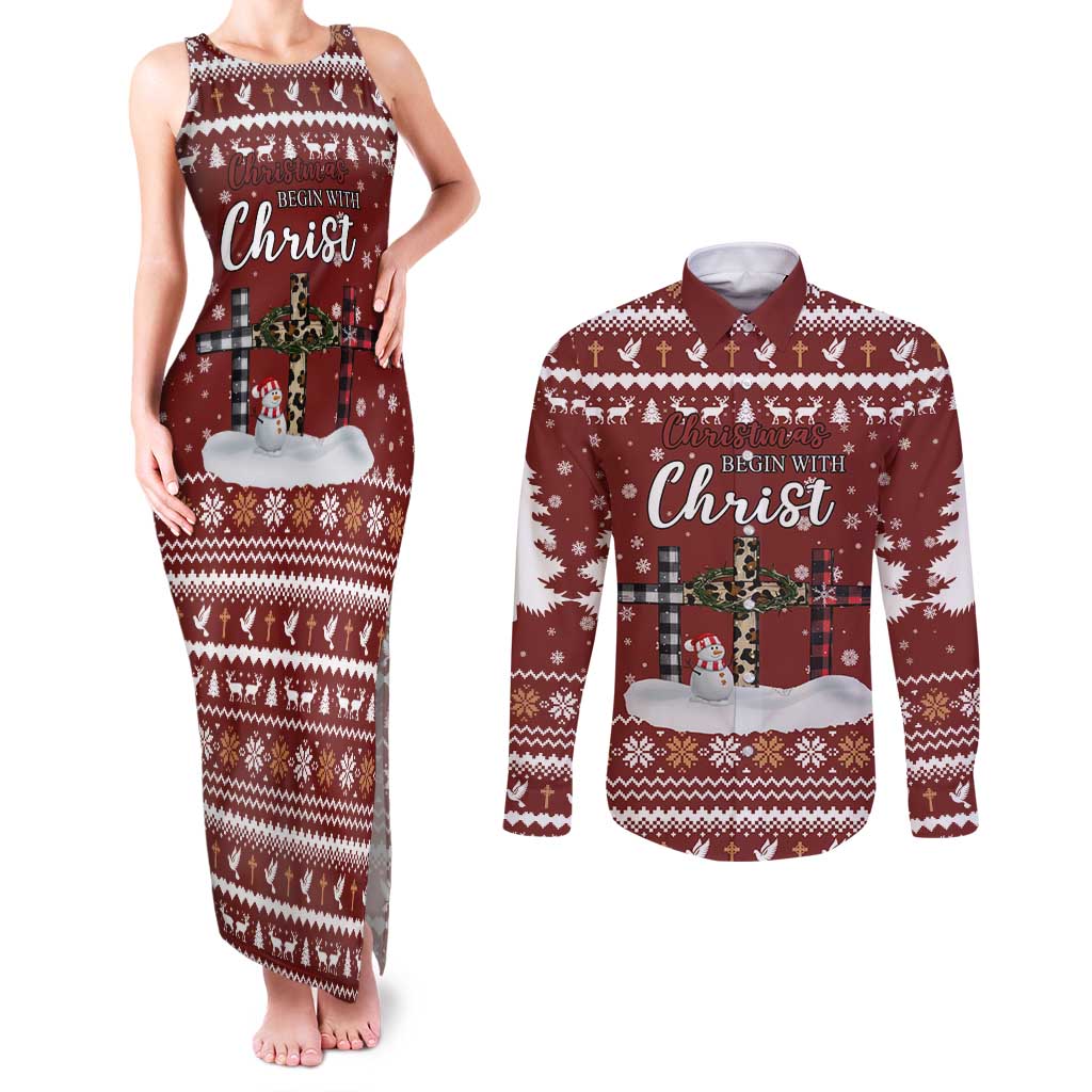 Christian Noel Christmas Couples Matching Tank Maxi Dress and Long Sleeve Button Shirt Xmas Holiday Patterns - Wonder Print Shop