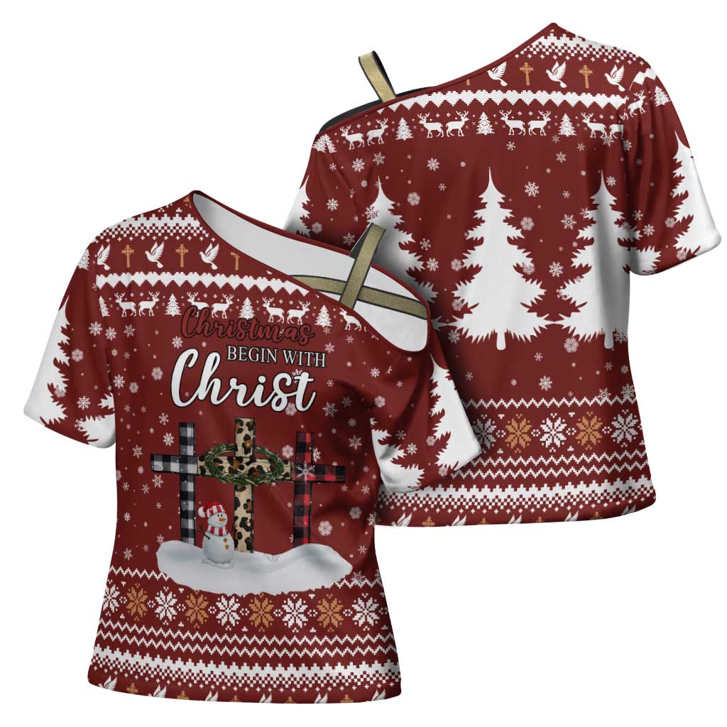 Christian Noel Christmas Cross Shoulder Shirt Xmas Holiday Patterns - Wonder Print Shop