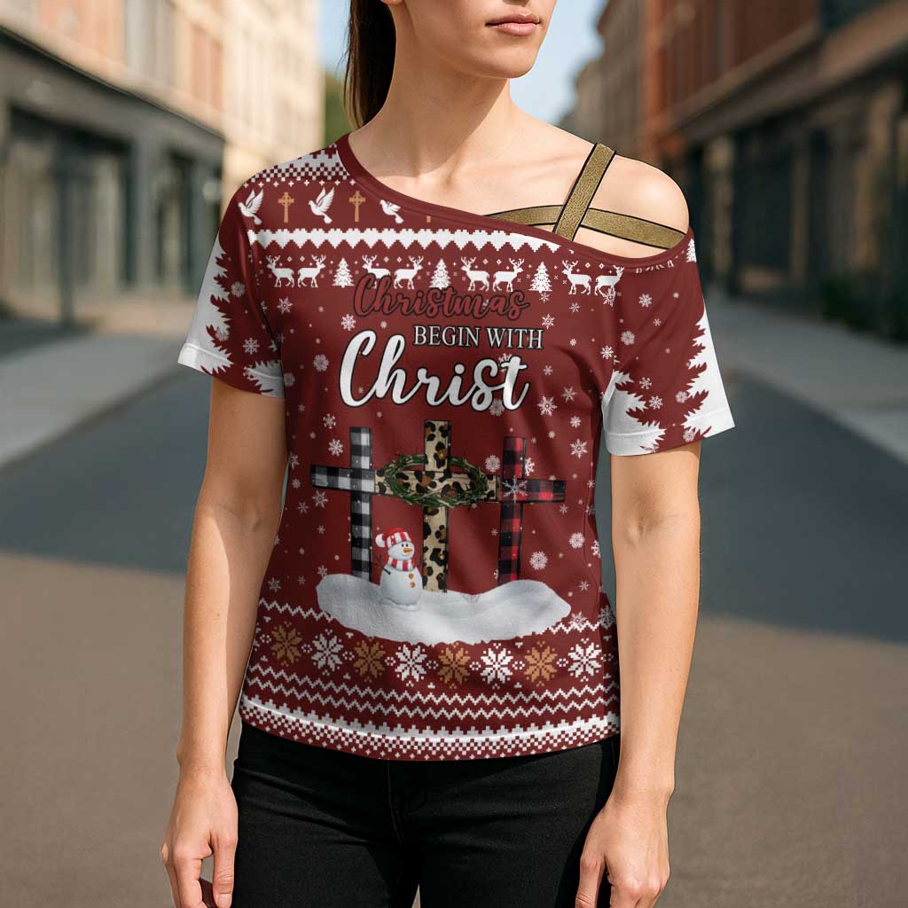 Christian Noel Christmas Cross Shoulder Shirt Xmas Holiday Patterns - Wonder Print Shop