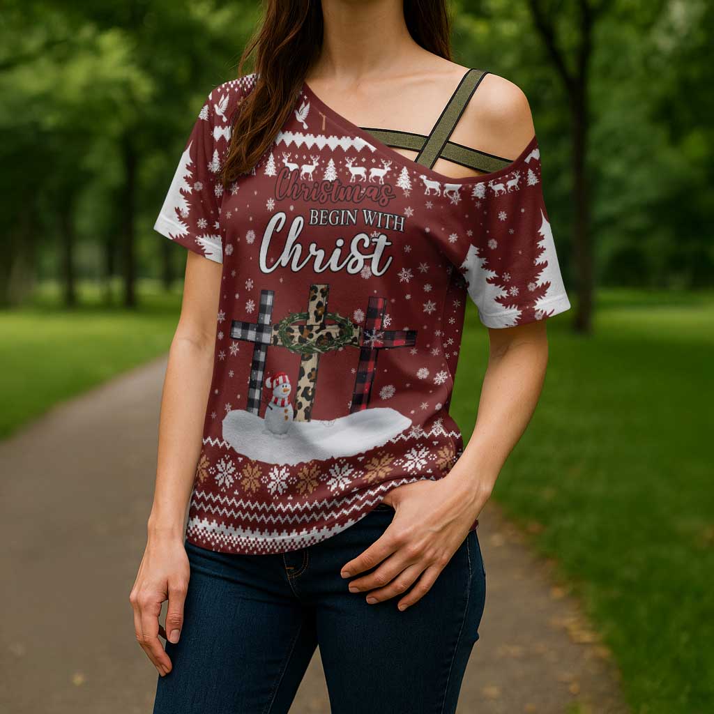 Christian Noel Christmas Cross Shoulder Shirt Xmas Holiday Patterns - Wonder Print Shop