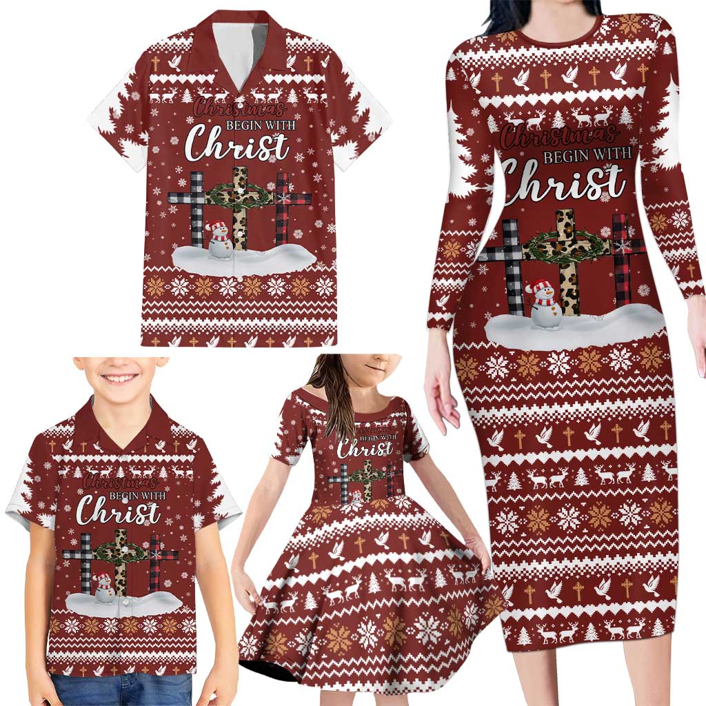 Christian Noel Christmas Family Matching Long Sleeve Bodycon Dress and Hawaiian Shirt Xmas Holiday Patterns - Wonder Print Shop