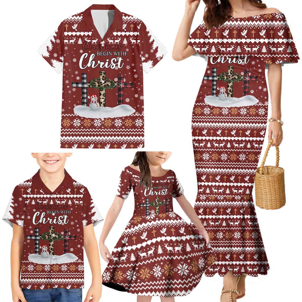 Christian Noel Christmas Family Matching Mermaid Dress and Hawaiian Shirt Xmas Holiday Patterns - Wonder Print Shop