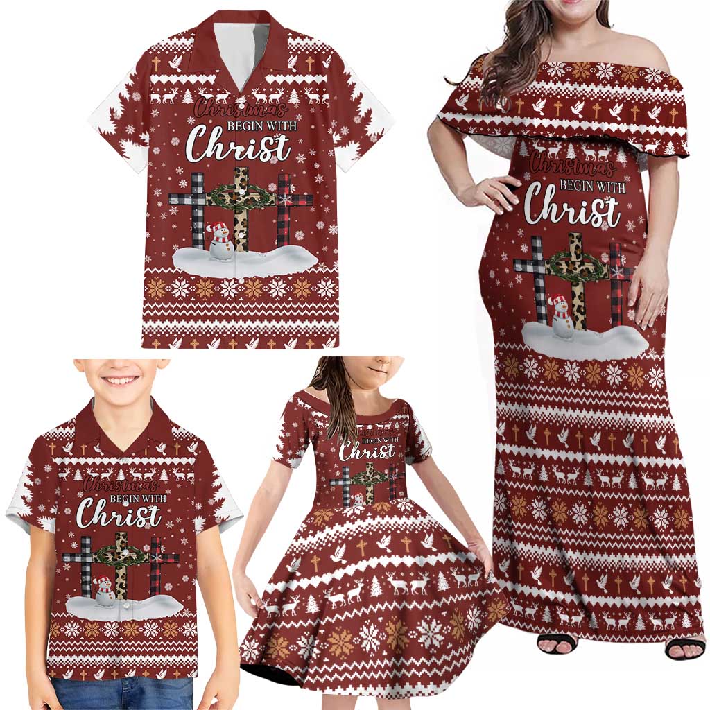 Christian Noel Christmas Family Matching Off Shoulder Maxi Dress and Hawaiian Shirt Xmas Holiday Patterns - Wonder Print Shop