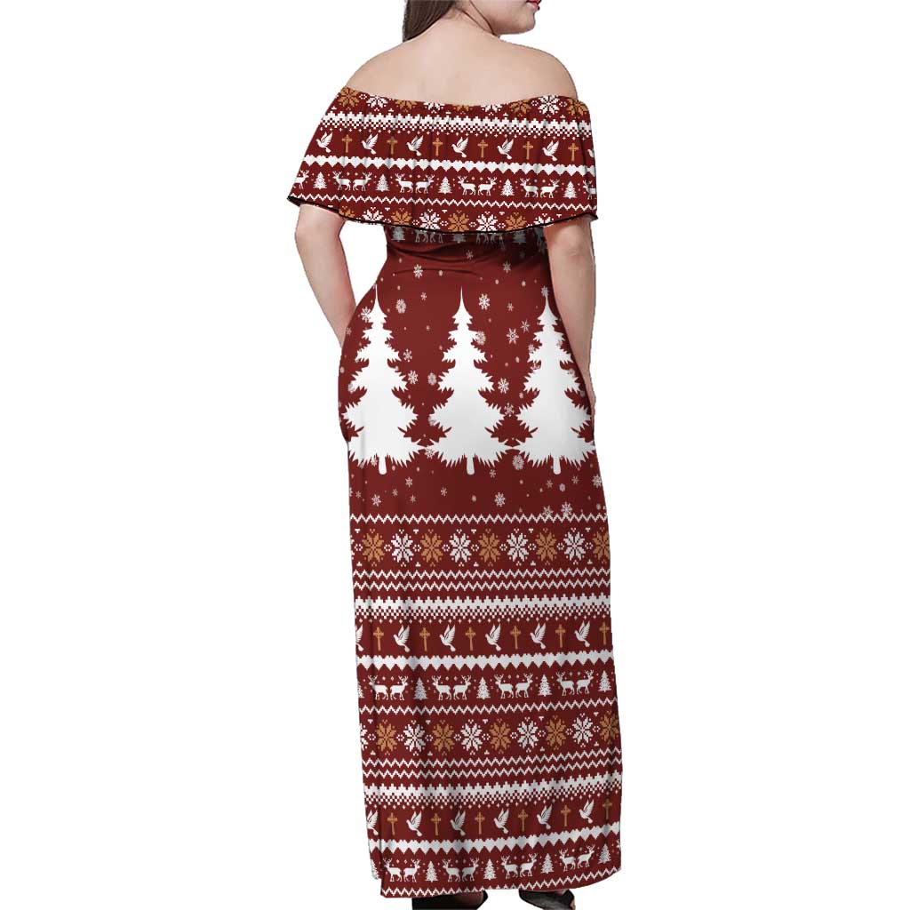 Christian Noel Christmas Family Matching Off Shoulder Maxi Dress and Hawaiian Shirt Xmas Holiday Patterns - Wonder Print Shop