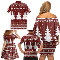 Christian Noel Christmas Family Matching Off Shoulder Short Dress and Hawaiian Shirt Xmas Holiday Patterns - Wonder Print Shop