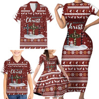 Christian Noel Christmas Family Matching Short Sleeve Bodycon Dress and Hawaiian Shirt Xmas Holiday Patterns - Wonder Print Shop
