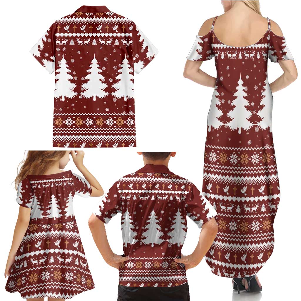 Christian Noel Christmas Family Matching Summer Maxi Dress and Hawaiian Shirt Xmas Holiday Patterns - Wonder Print Shop