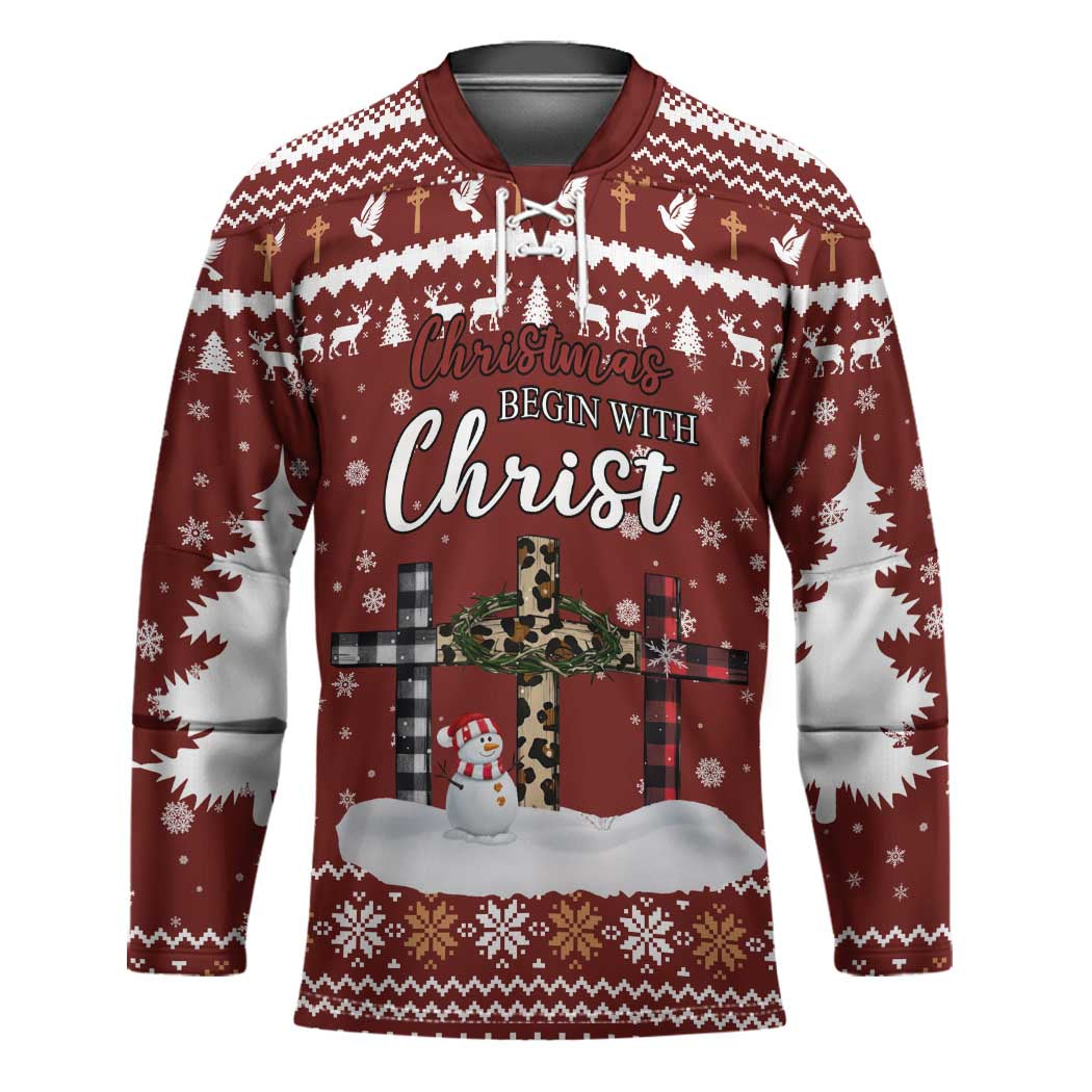 Christian Noel Christmas Hockey Jersey Xmas Holiday Patterns - Wonder Print Shop