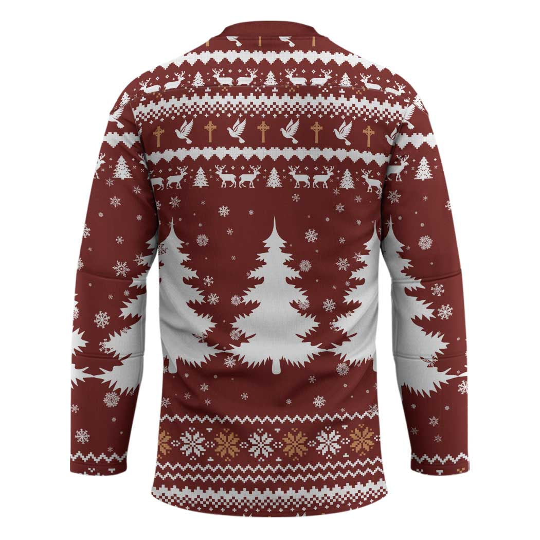 Christian Noel Christmas Hockey Jersey Xmas Holiday Patterns - Wonder Print Shop