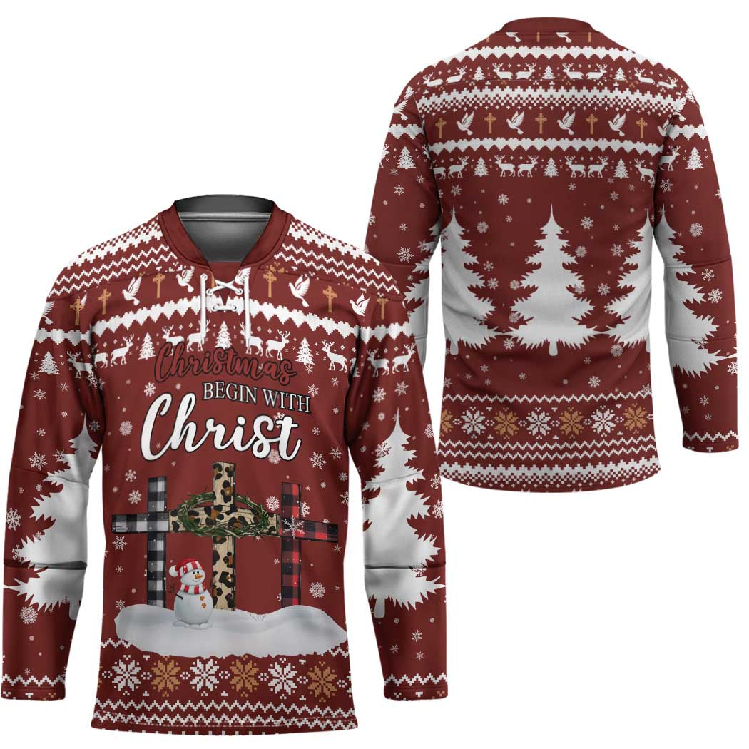 Christian Noel Christmas Hockey Jersey Xmas Holiday Patterns - Wonder Print Shop