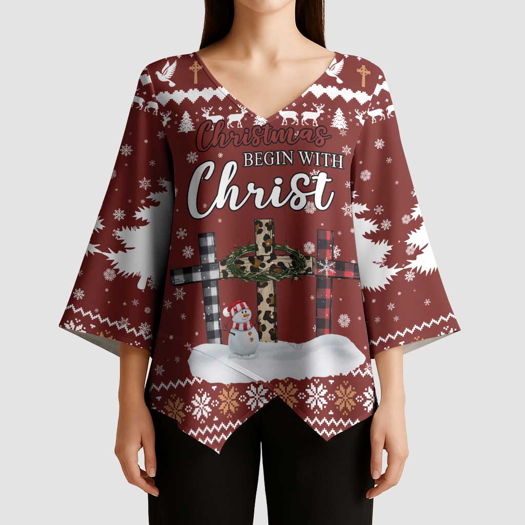 Christian Noel Christmas Kimono Sleeve Blouse Xmas Holiday Patterns - Wonder Print Shop