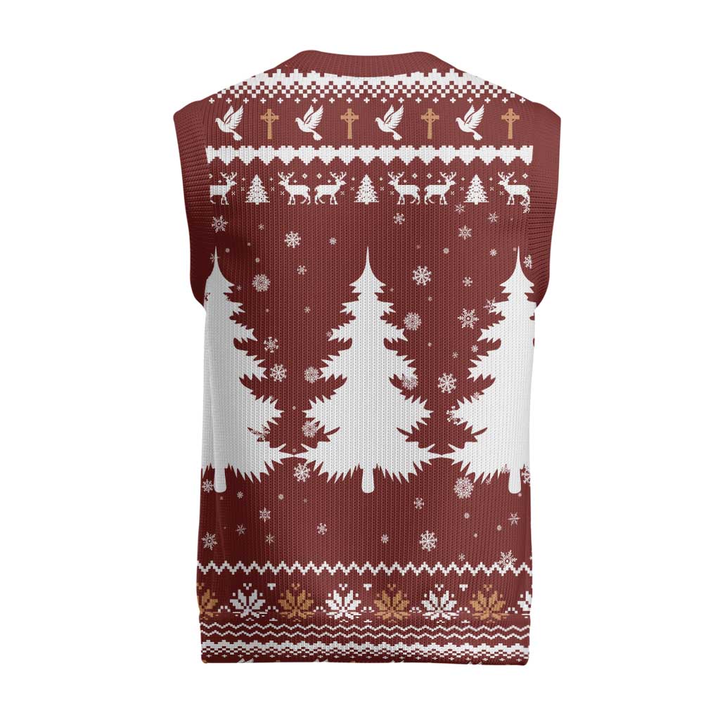 Christian Noel Christmas Knitted V-Neck Vest Xmas Holiday Patterns - Wonder Print Shop