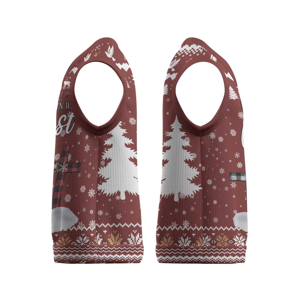 Christian Noel Christmas Knitted V-Neck Vest Xmas Holiday Patterns - Wonder Print Shop