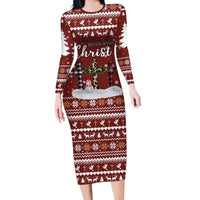 Christian Noel Christmas Long Sleeve Bodycon Dress Xmas Holiday Patterns - Wonder Print Shop