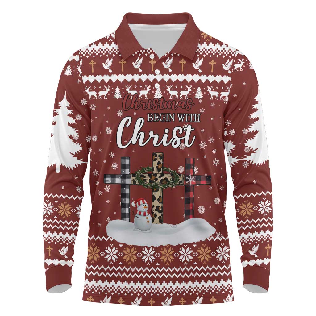 Christian Noel Christmas Long Sleeve Polo Shirt Xmas Holiday Patterns - Wonder Print Shop