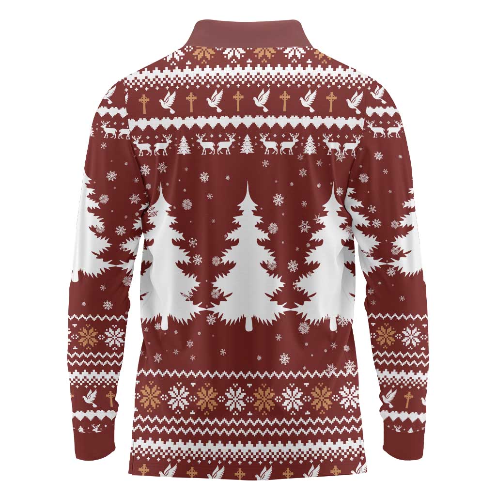 Christian Noel Christmas Long Sleeve Polo Shirt Xmas Holiday Patterns - Wonder Print Shop