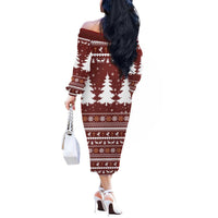 Christian Noel Christmas Off The Shoulder Long Sleeve Dress Xmas Holiday Patterns - Wonder Print Shop