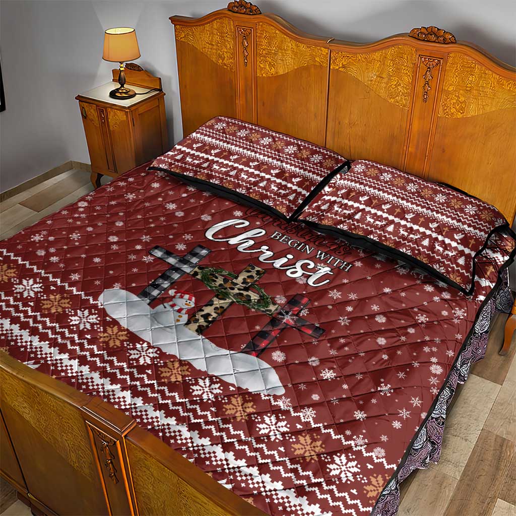 Christian Noel Christmas Quilt Bed Set Xmas Holiday Patterns - Wonder Print Shop