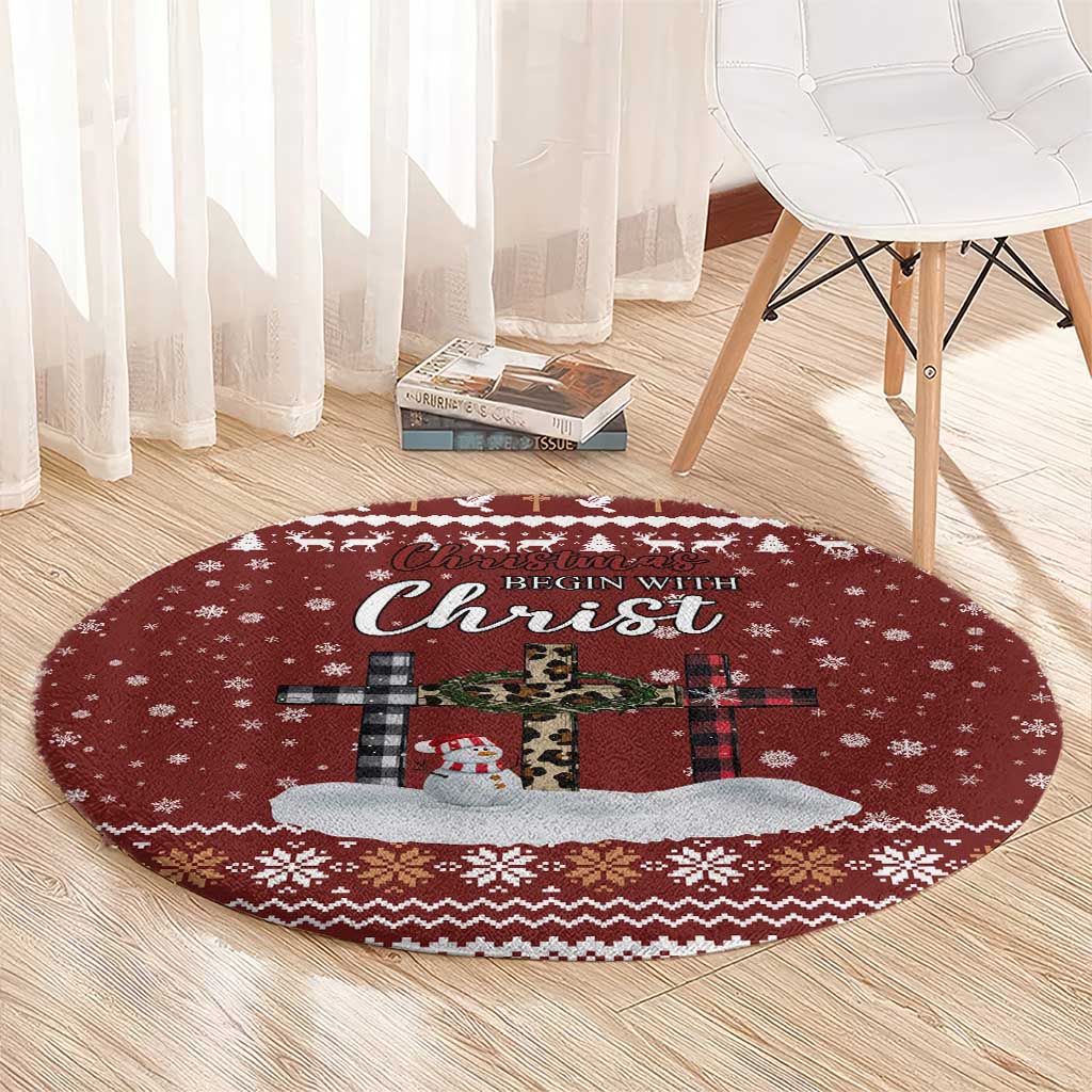 Christian Noel Christmas Round Carpet Xmas Holiday Patterns - Wonder Print Shop