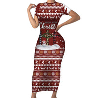 Christian Noel Christmas Short Sleeve Bodycon Dress Xmas Holiday Patterns - Wonder Print Shop