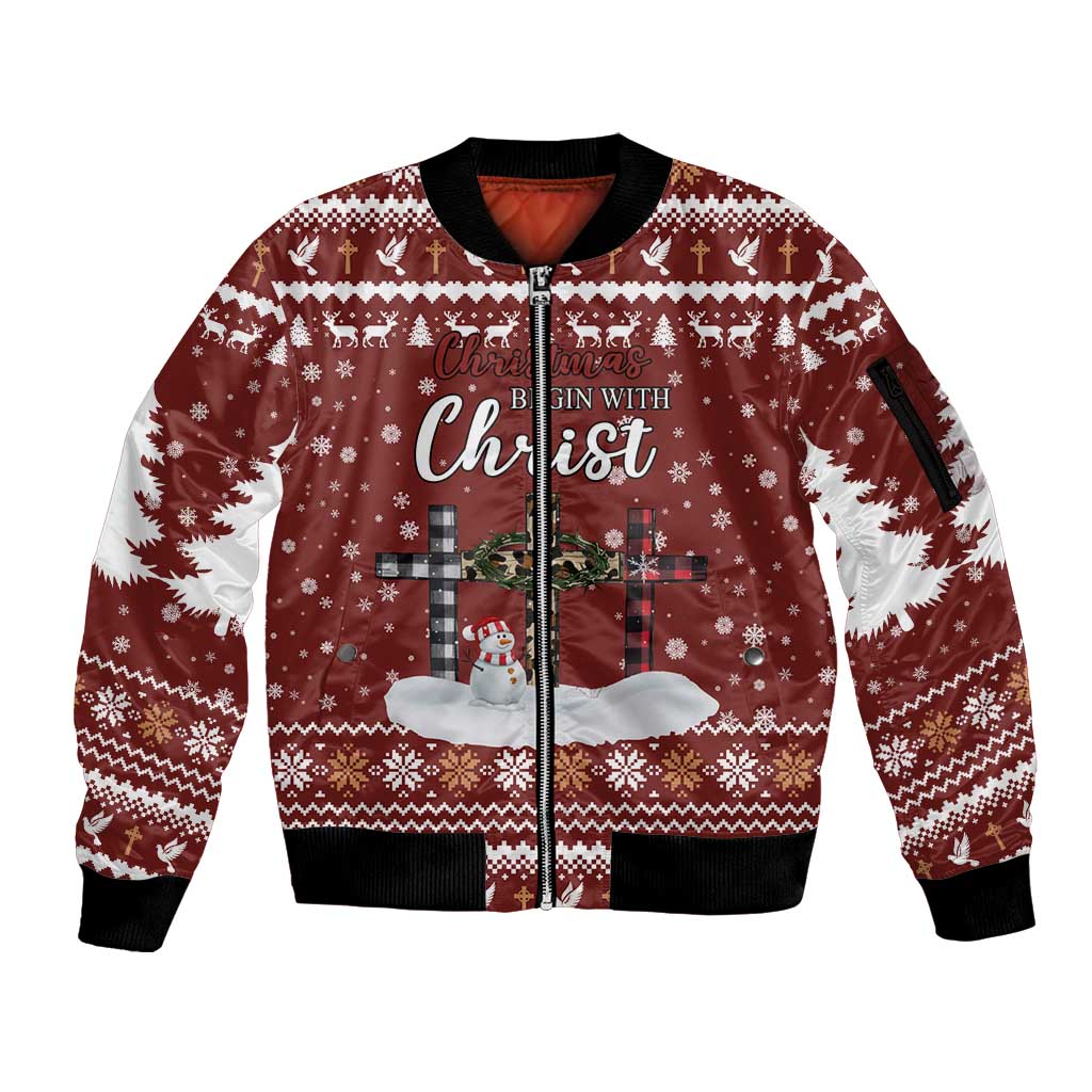 Christian Noel Christmas Sleeve Zip Bomber Jacket Xmas Holiday Patterns - Wonder Print Shop