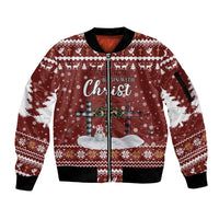 Christian Noel Christmas Sleeve Zip Bomber Jacket Xmas Holiday Patterns - Wonder Print Shop