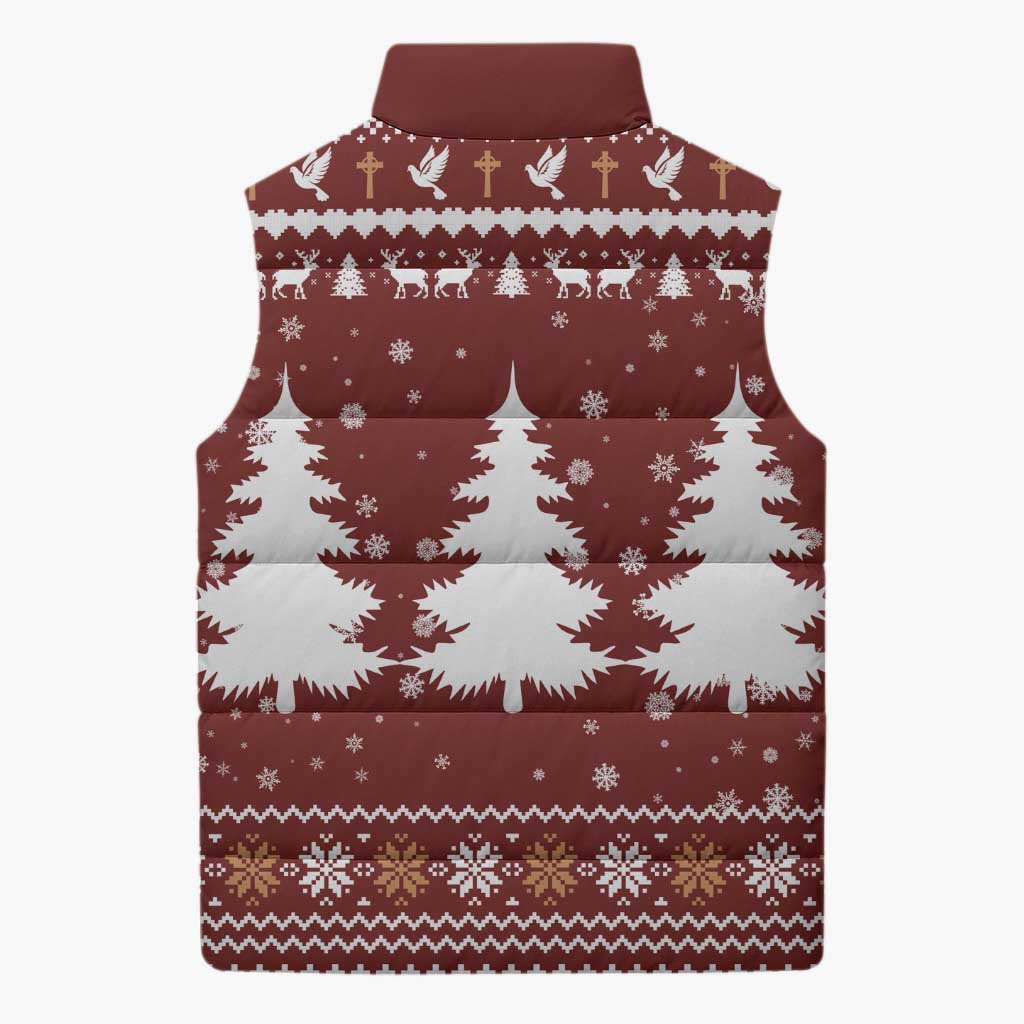 Christian Noel Christmas Sleeveless Puffer Jacket Xmas Holiday Patterns - Wonder Print Shop