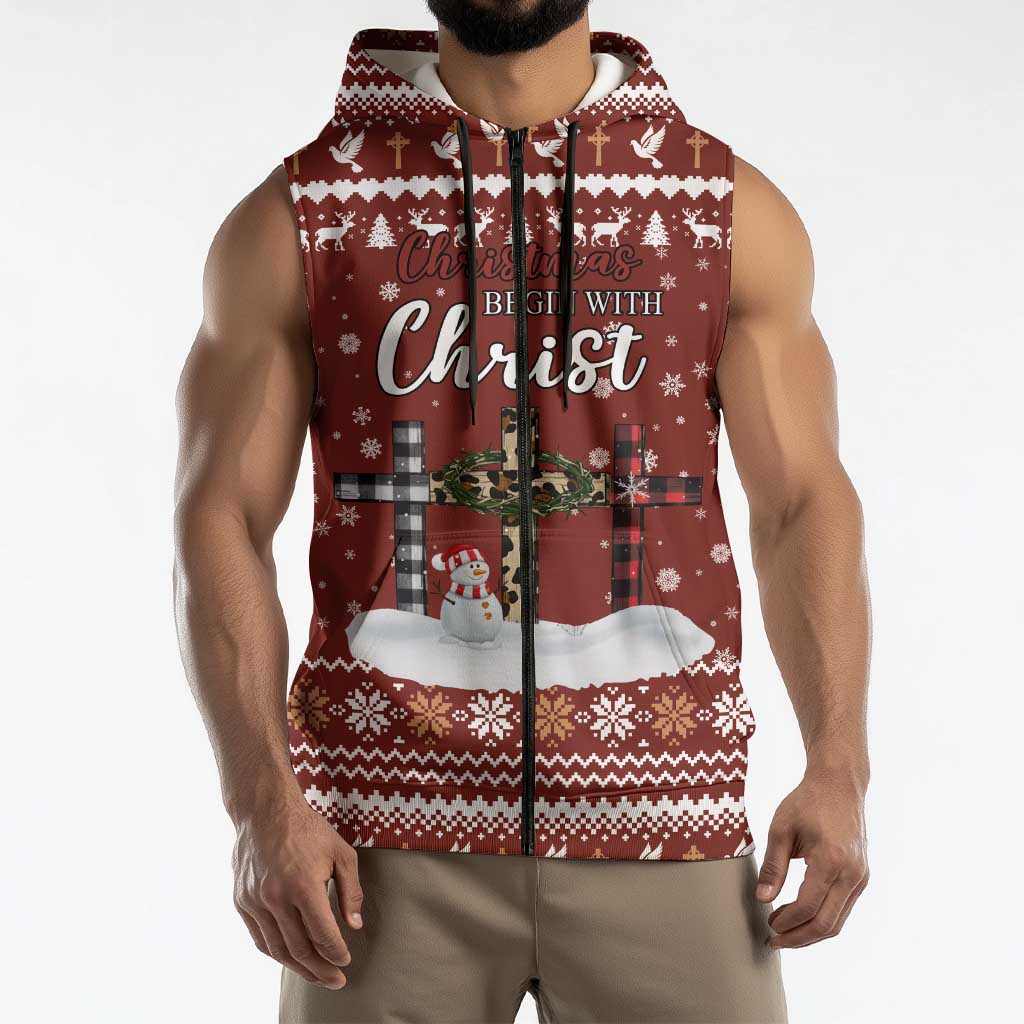 Christian Noel Christmas Sleeveless Zip Hoodie Xmas Holiday Patterns - Wonder Print Shop