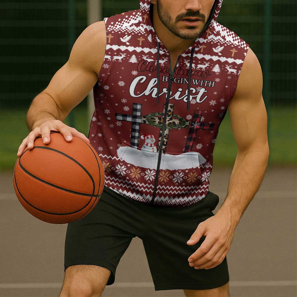 Christian Noel Christmas Sleeveless Zip Hoodie Xmas Holiday Patterns - Wonder Print Shop