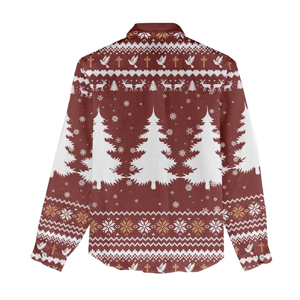 Christian Noel Christmas Women Casual Shirt Xmas Holiday Patterns - Wonder Print Shop